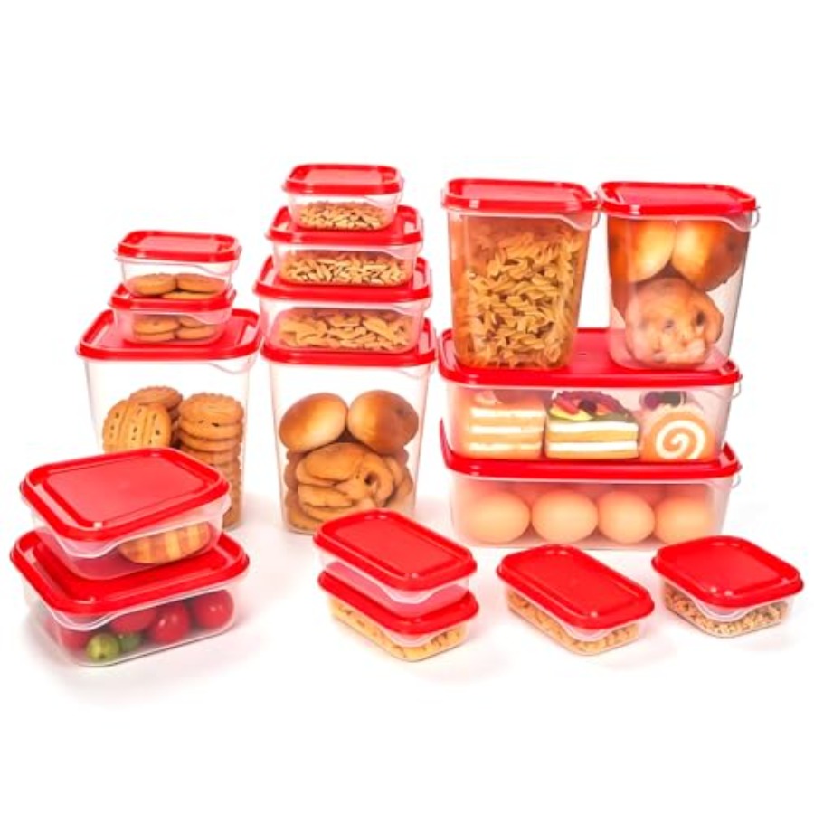Food Storage With Lids - Juego de 17 Recipientes de Plástico