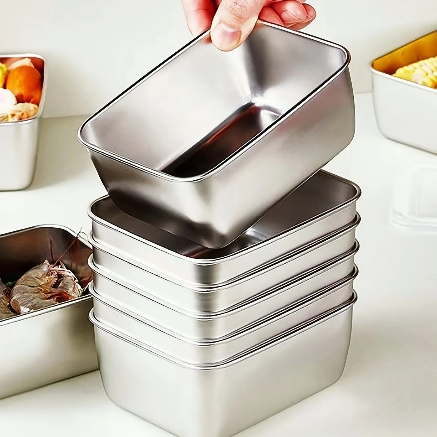 Food Storage Stainless Steel - Juego de recipientes de acero inoxidable