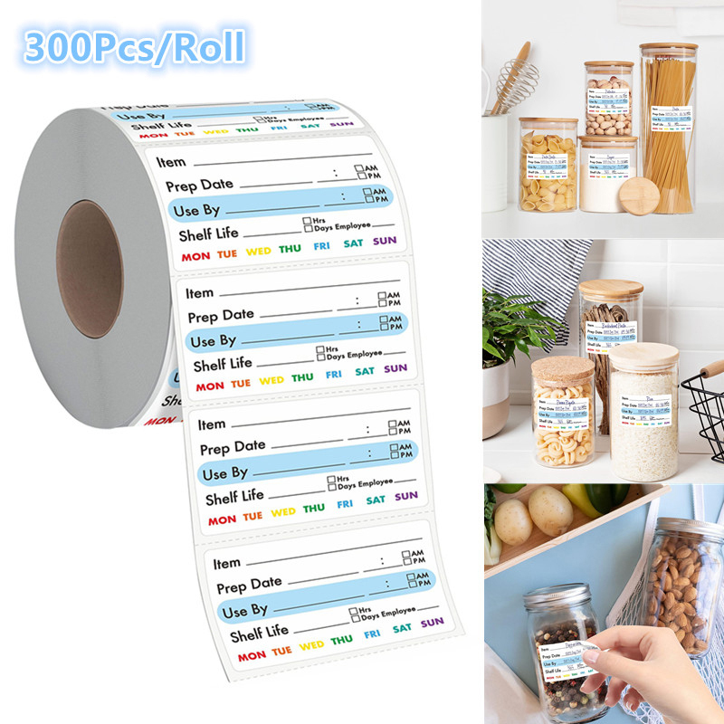 Food Storage Expiration Dates - 300 Etiquetas Adhesivas para Alimentos, Etiquetas