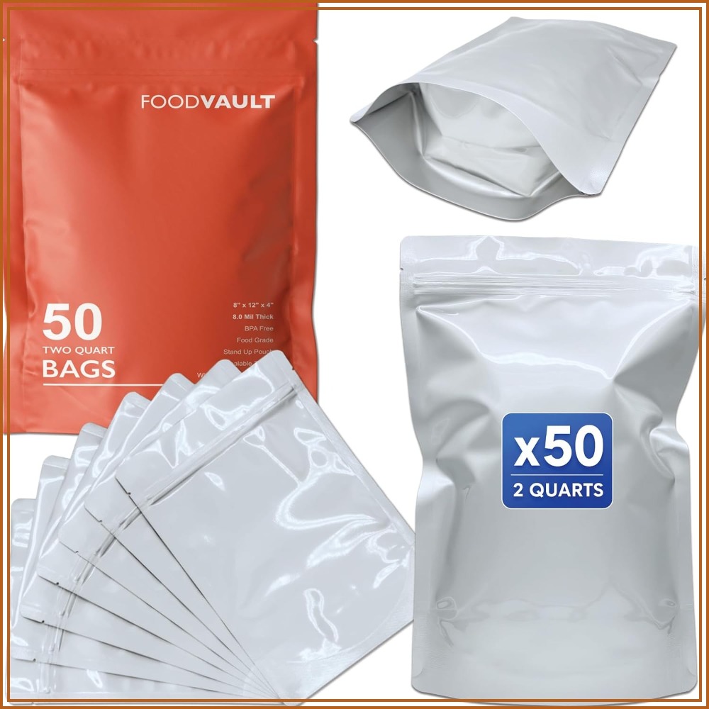 Food Storage For Long Term - Bolsas de Mylar de 2 Cuartos