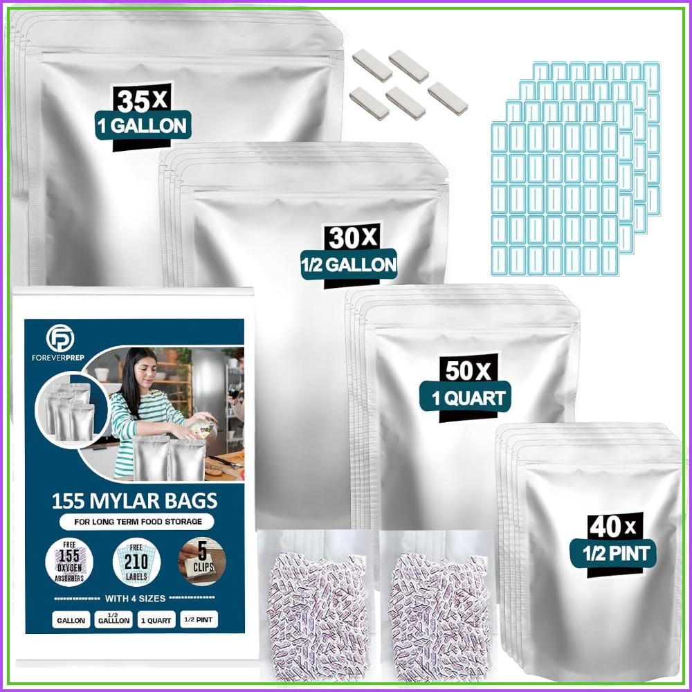 Food Storage For Long Term - 155 Bolsas de Mylar con 155
