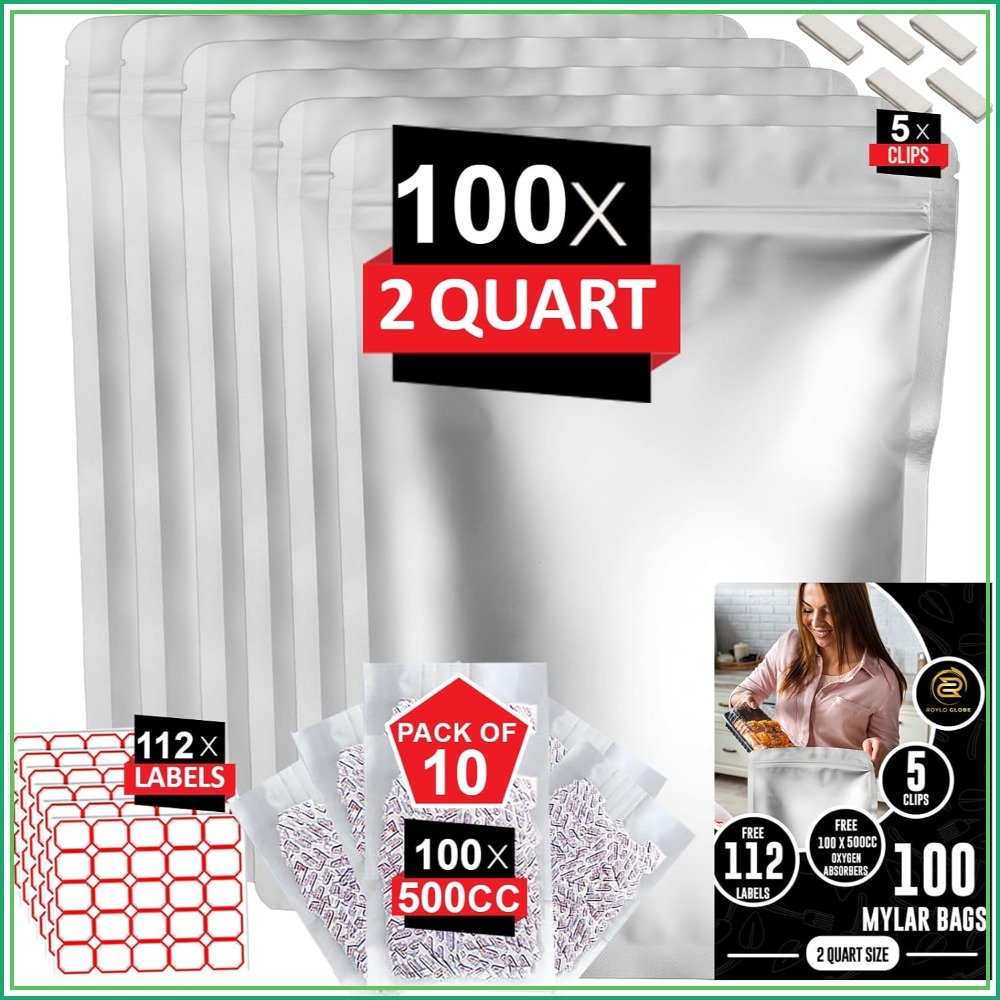 Food Storage For Long Term - 100 Bolsas de Mylar de 2