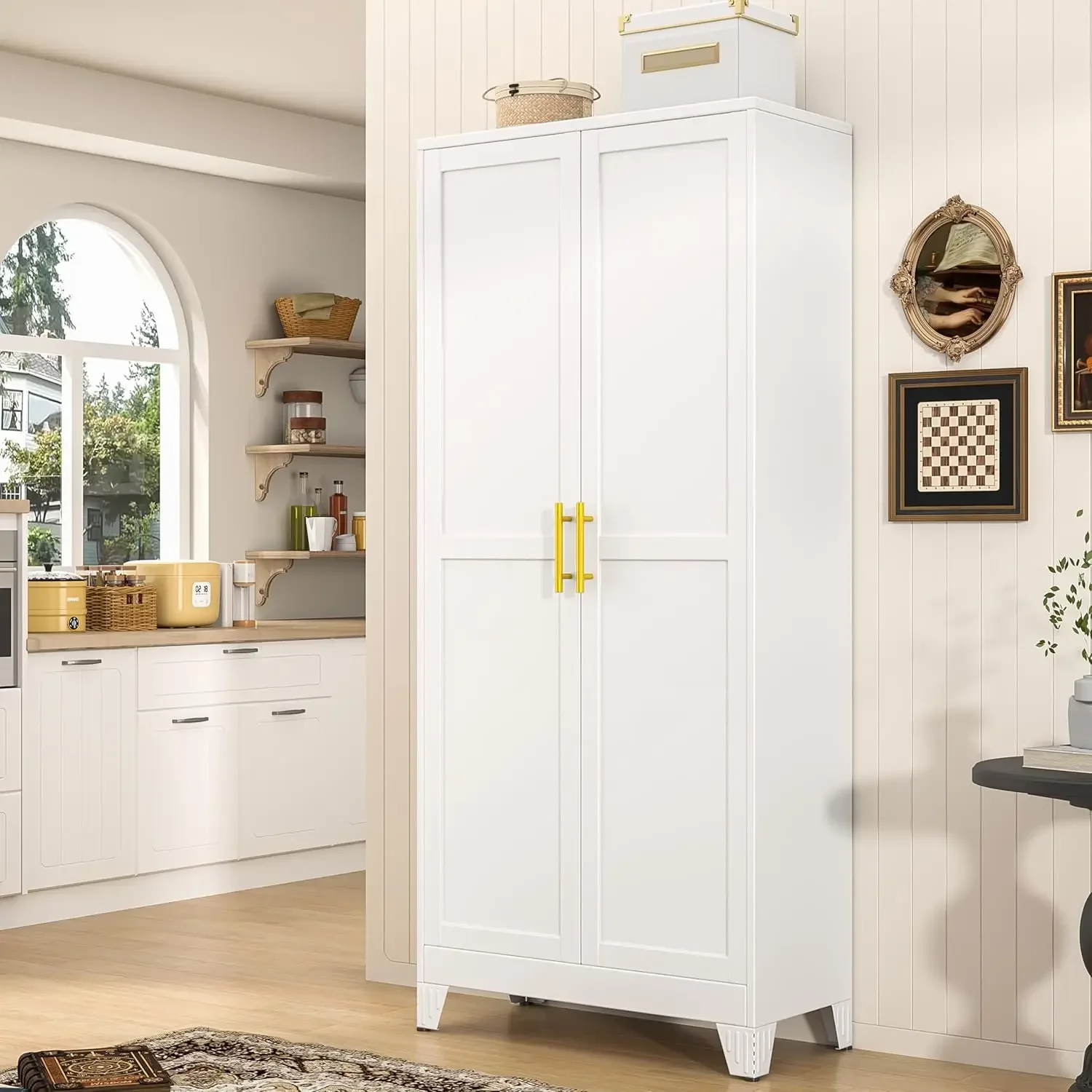 Food Storage Kitchen Cabinet - Armario de Almacenamiento Metálico Alto de