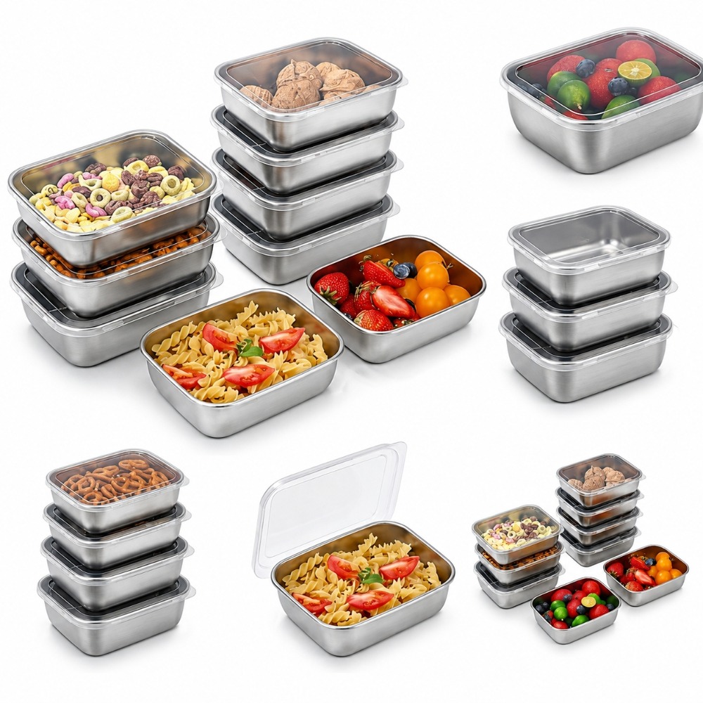 Food Storage Stainless Steel - Juego de 6 Recipientes Herméticos de