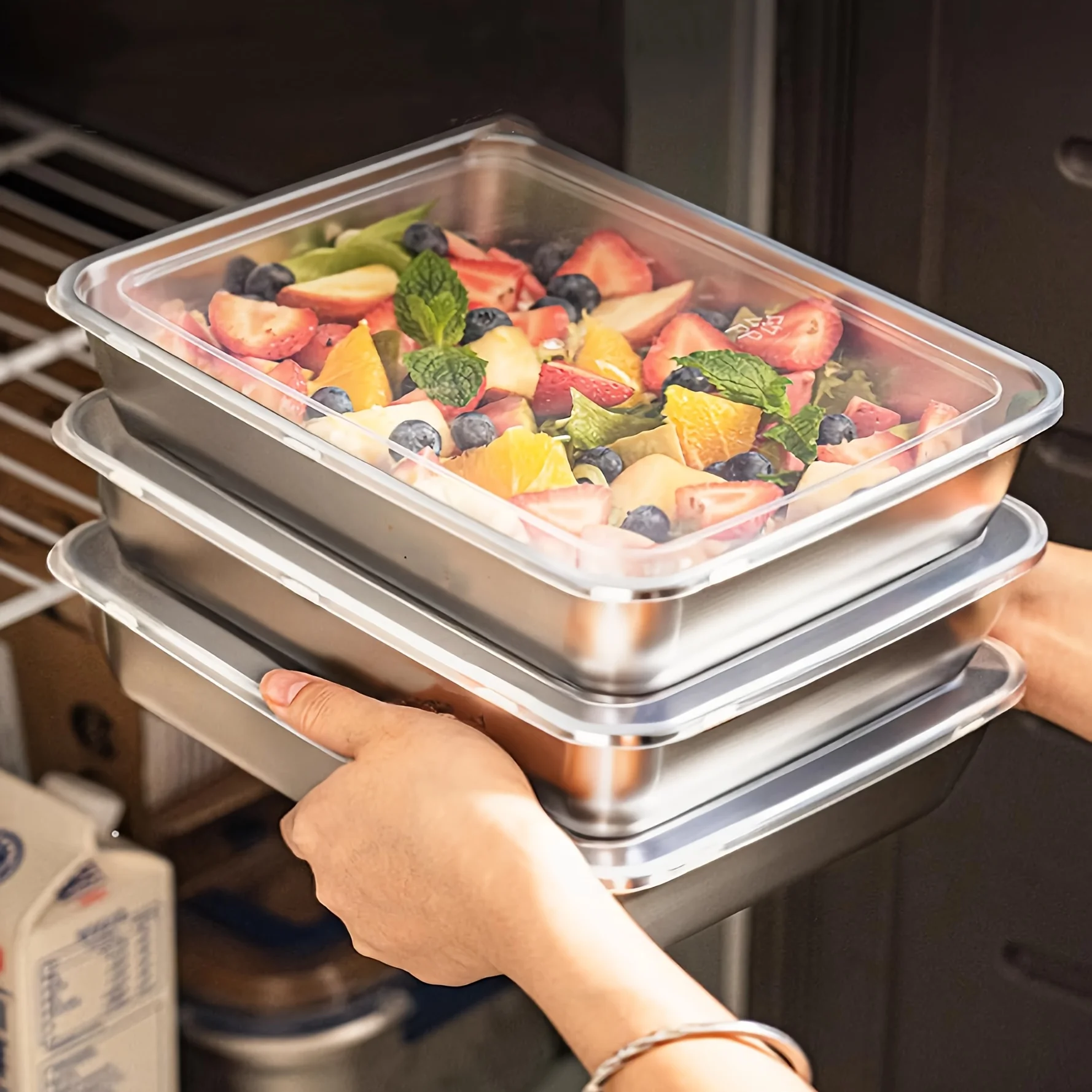 Food Storage Stainless Steel - Juego de 3 Recipientes de Acero