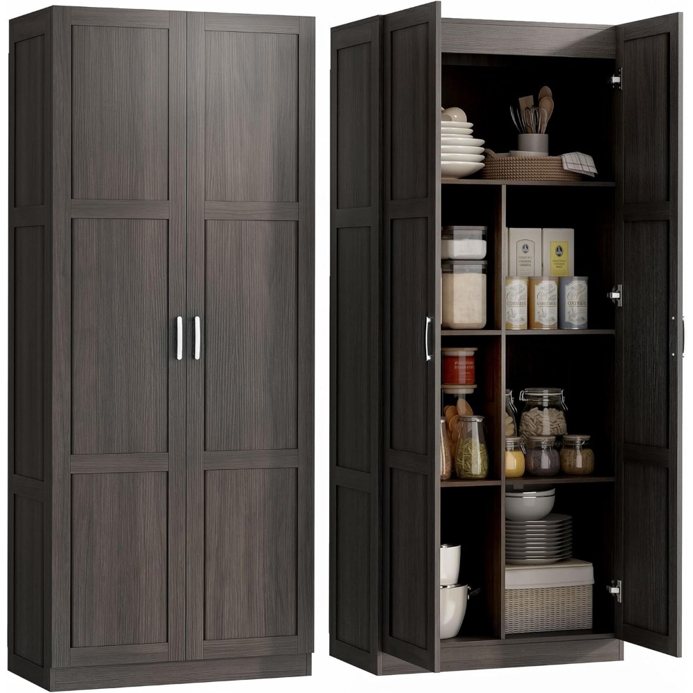 Food Storage Kitchen Cabinet - HOMCOM Armario de Cocina Alto de
