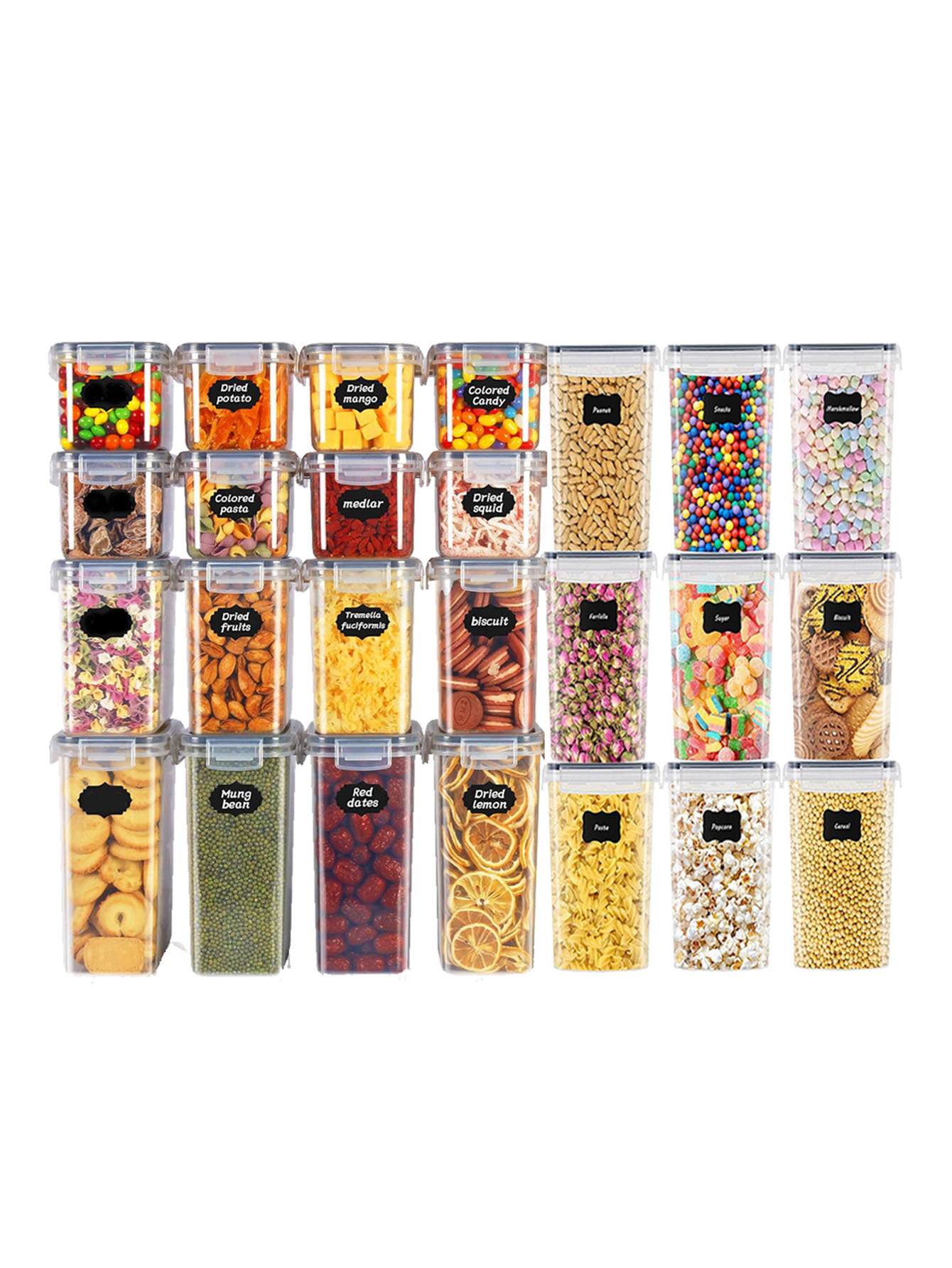 Food Storage Ideas - 48 recipientes herméticos para almacenamiento de