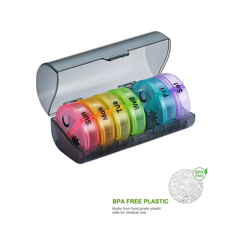 Portion Control Container - Pastillero médico semanal de 7 días,