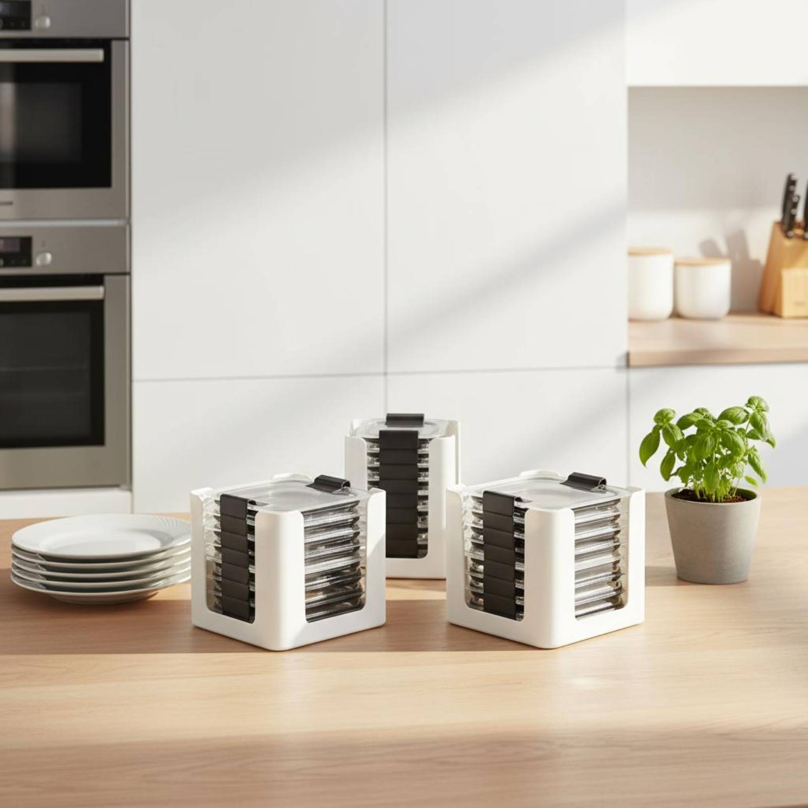 Food Storage Kitchen Cabinet - Organizador de tapas de recipientes rectangulares