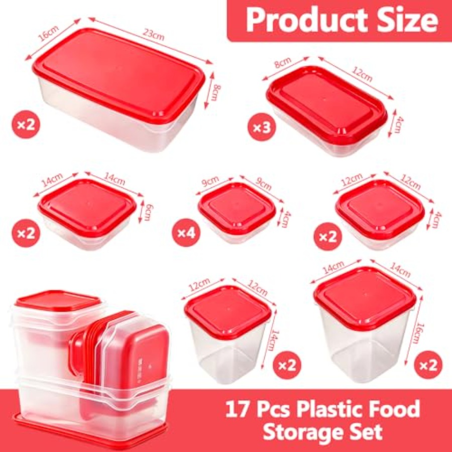 Juego de 17 Recipientes de Plá - Food Storage With Lids reseña y precio