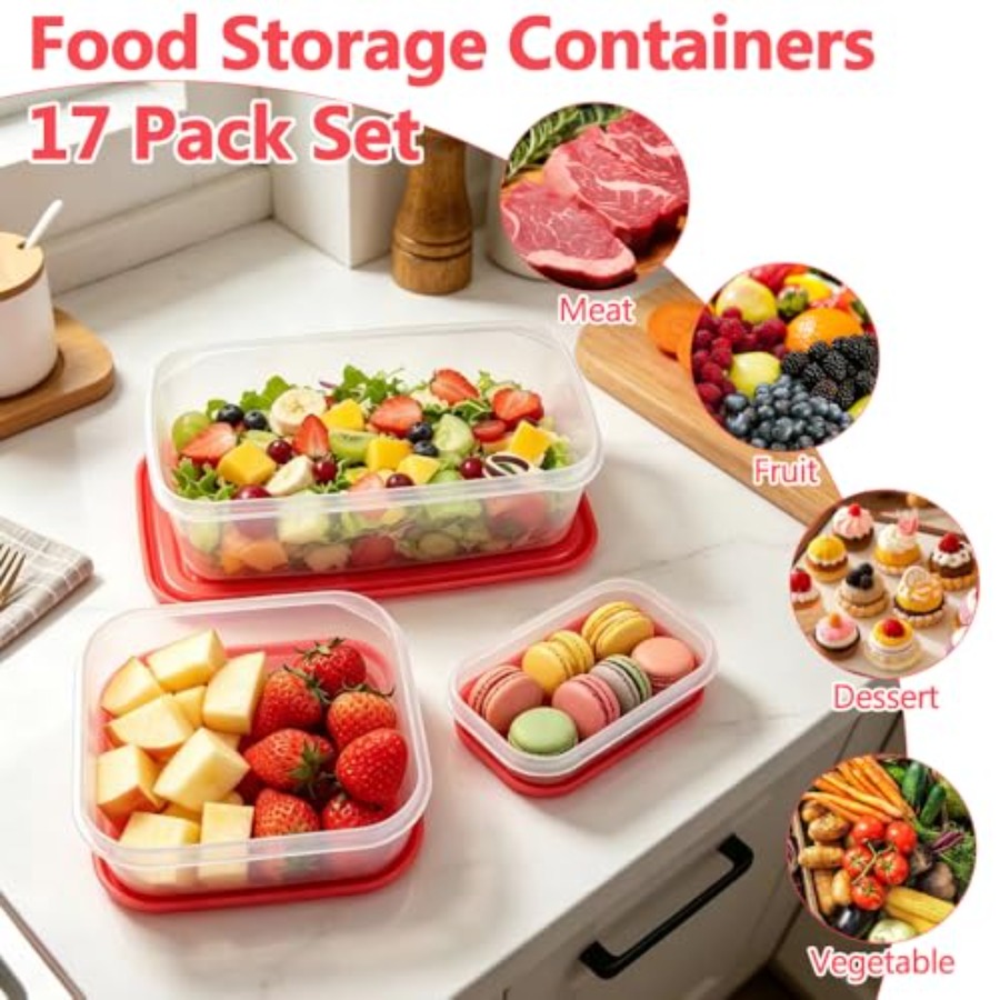Juego de 17 Recipientes de Plá - Food Storage With Lids reseña y precio