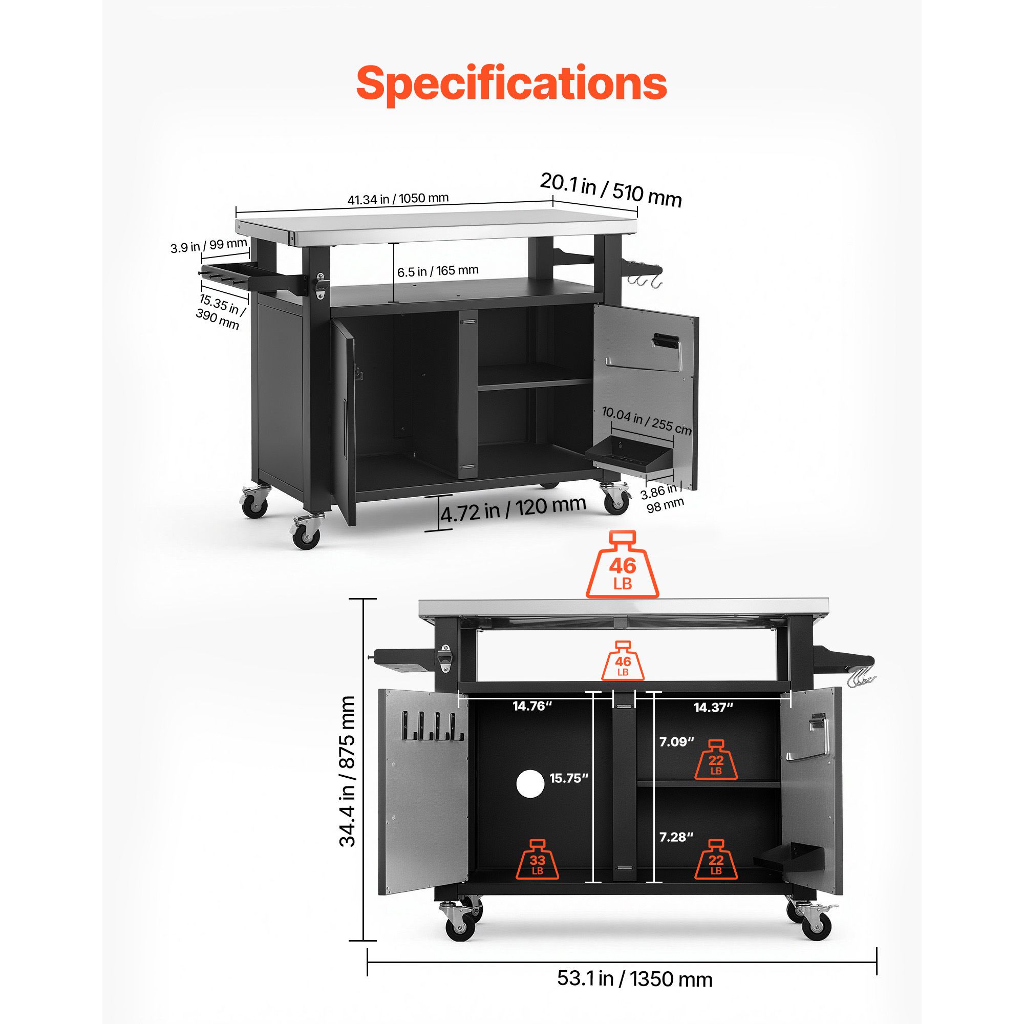 Carrito de Parrilla para Exter - Food Storage Kitchen Cabinet reseña y precio