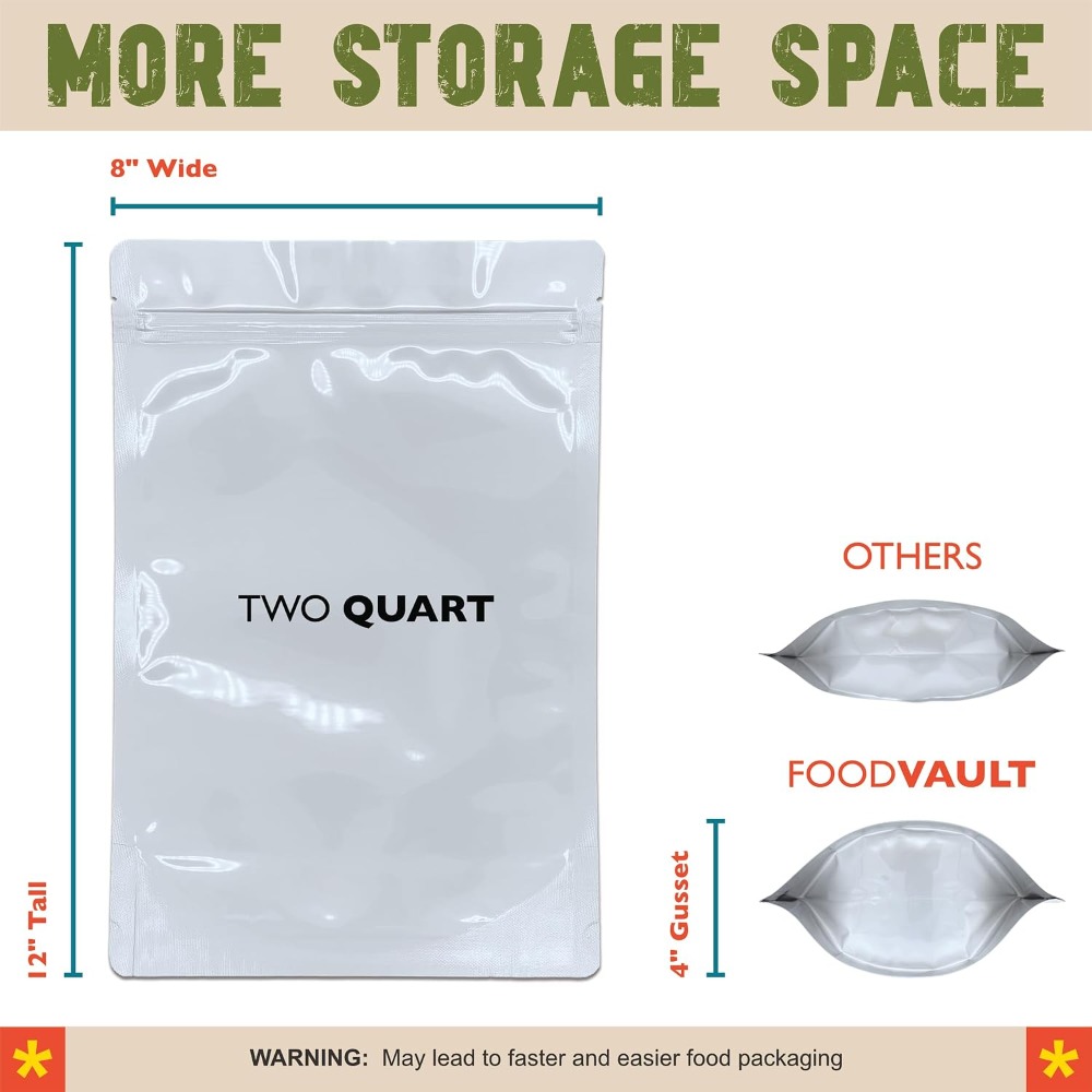 Bolsas de Mylar de 2 Cuartos d - Food Storage For Long Term reseña y precio