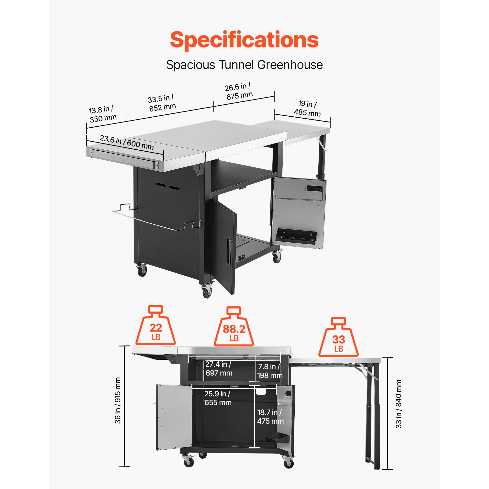 Carrito de Parrilla para Exter - Food Storage Kitchen Cabinet reseña y precio