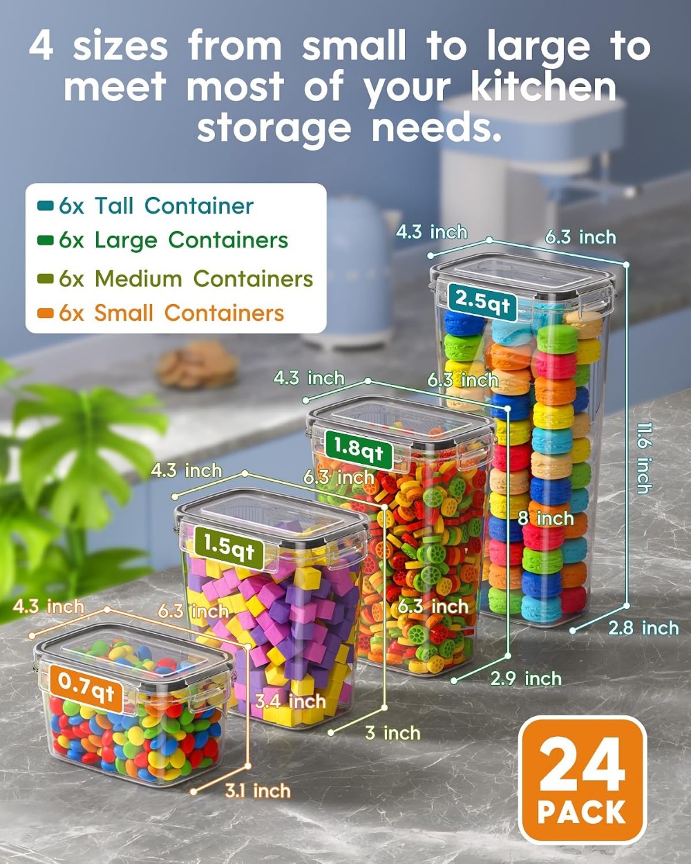24 Recipientes Herméticos para - Food Storage With Lids reseña y precio